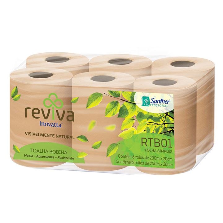 Papel Toalha Rolo Reviva Folha Simples Rtb01 Santher