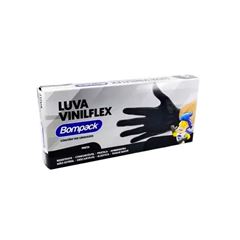 Luva Vinilflex Preta Tamanho M Sem Pó Com 100 Unidades Bompack