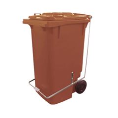 Contentor Com Pedal e Roda 240 Litros Laranja Lar Plasticos