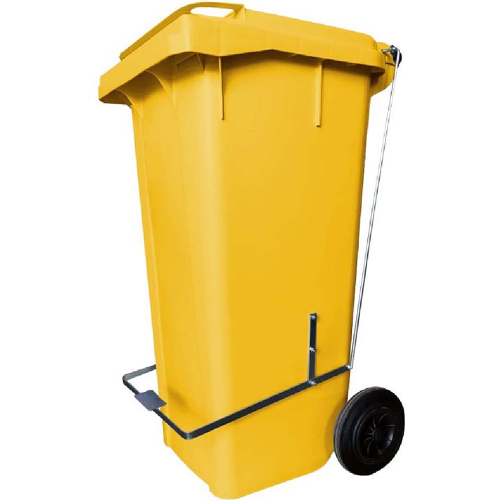 Contentor Com Pedal e Roda 120 Litros Amarelo Lar Plasticos