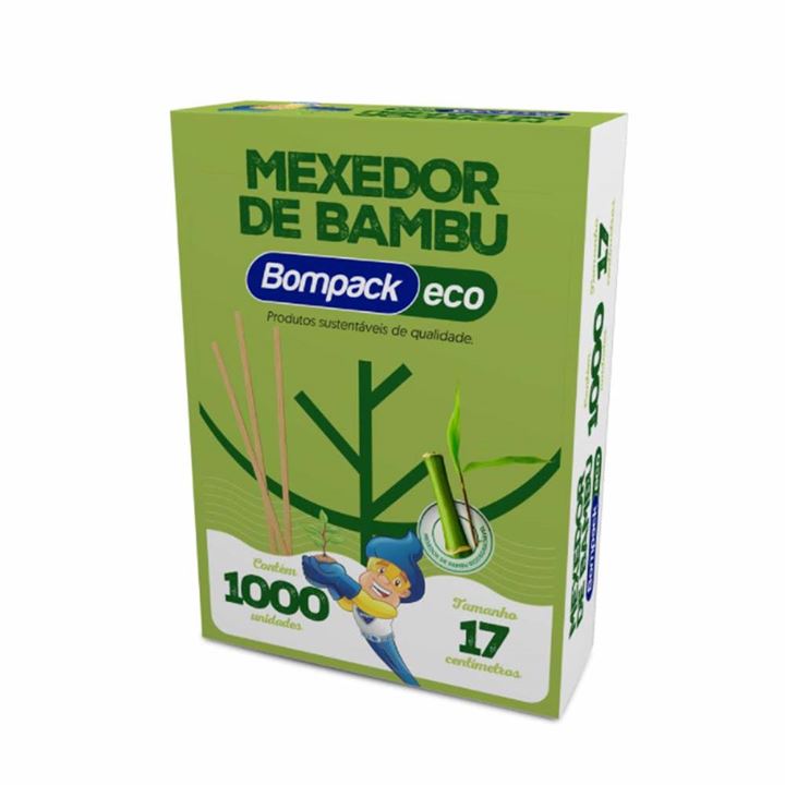 Mexedor De Bambu  Eco 17 Cm Pacote Com 1000 Unidades Bompack