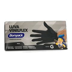 Luva Vinilflex Preta Tamanho G Sem Pó Com 100 Unidades Bompack