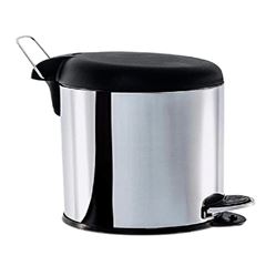 Lixeira Inox Com Pedal Tampa Preta 17x27cm 5L Brinox