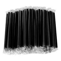Canudo Plastico Sache 205x08MM 100UN Preto Ca531