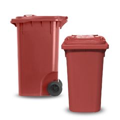 Contentor Com Pedal e Roda 240 Litros Vermelho Lar Plasticos