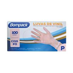 Luva Proteção Vinil P Com Pó 100 Unidades Bompack