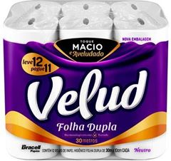X- Pro Papel Higiênico Velud Folha Dupla  Com 6 Pacotes com 12 Rolos (72 rolos )