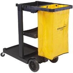 Carro Funcional Aberto Compacto Preto  E Bolsa Amarela Kunber